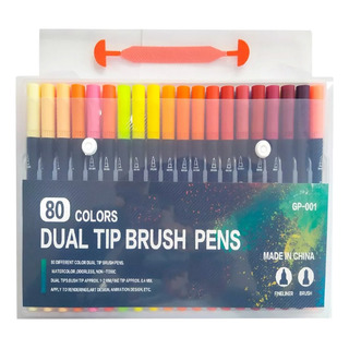 80 Colores Marcadores Plumones Punta De Pincel Dual Brush 80 Colores Marcadores Plumones Punta De Pincel Dual Brush