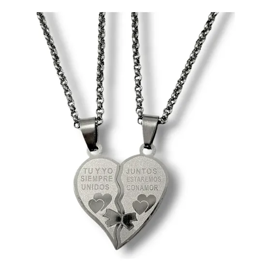 Cadenas  Para Parejas - Corazón Acero Quirúrgico Novios 