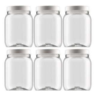 Kit 6 Pote De Plástico Cristal Com Tampa 1 Litro Mantimento Kit 6 Pote De Plástico Cristal Com Tampa 1 Litro Mantimento