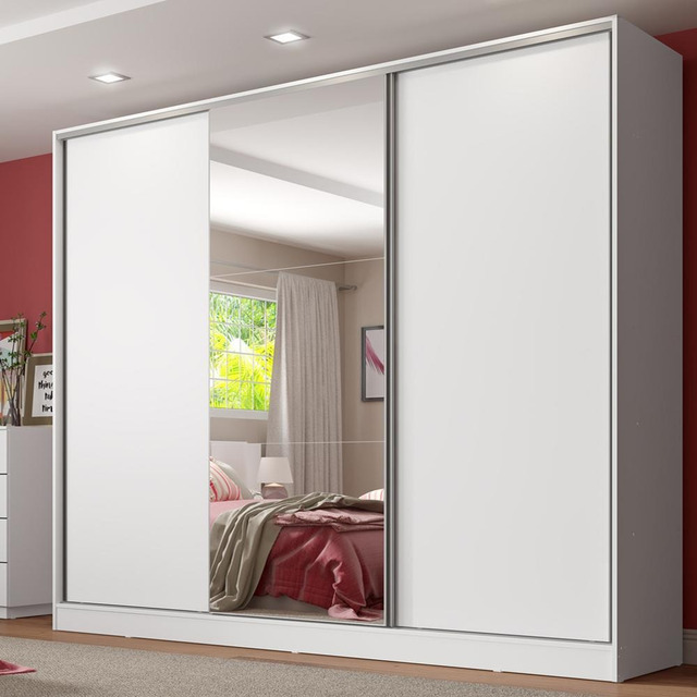 Guarda Roupa Casal Armário Quarto 100% Mdf C Espelho Madesa Royale 3 Portas Cor Branco 106... Guarda Roupa Casal Armário Quarto 100% Mdf C Espelho Madesa Royale 3 Portas Cor Branco 106...