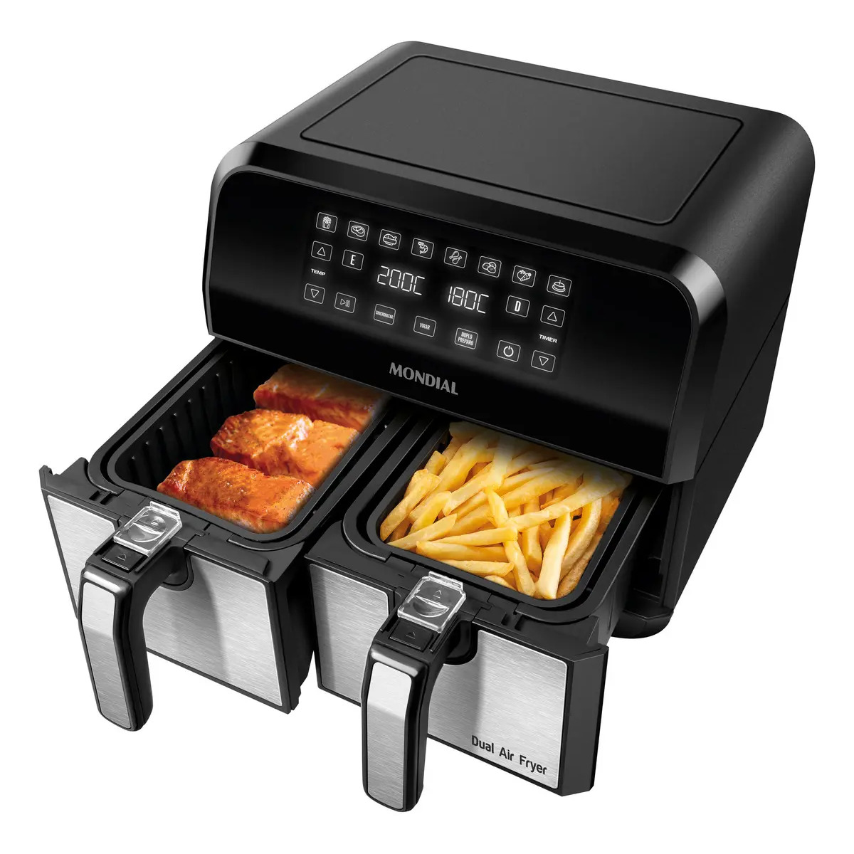 Fritadeira Air Fryer Dual Duplo Cesto 8L Mondial 2200W - AFD-01-BI Fritadeira Air Fryer Dual Duplo Cesto 8L Mondial 2200W - AFD-01-BI