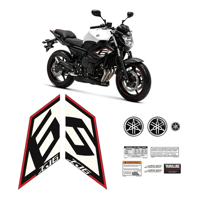 Kit Adesivos Moto Yamaha Xj6 2015 Faixa Do Tanque + Emblemas
