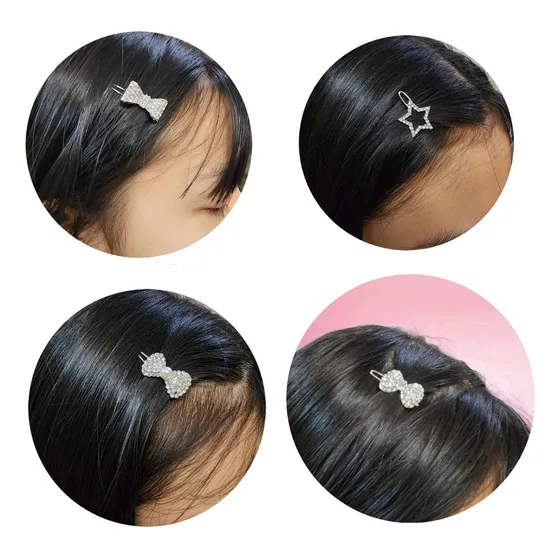 Prendedor De Cabelo Pequeno Kit 4 Unid Metal Strass Franja