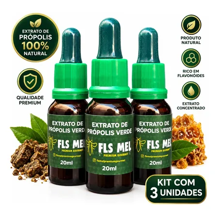 Kit - 3 Extrato De Própolis Verde Anti-inflamatório Natural
