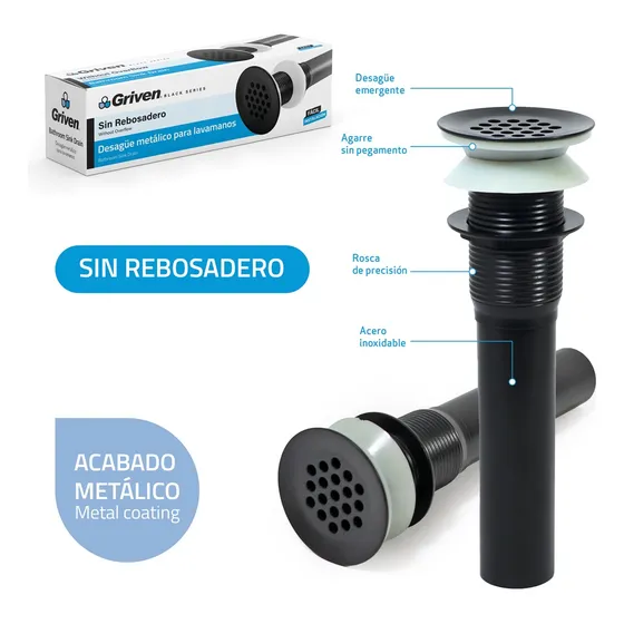 Desague Lavamano Sin Rebosadero  Negro