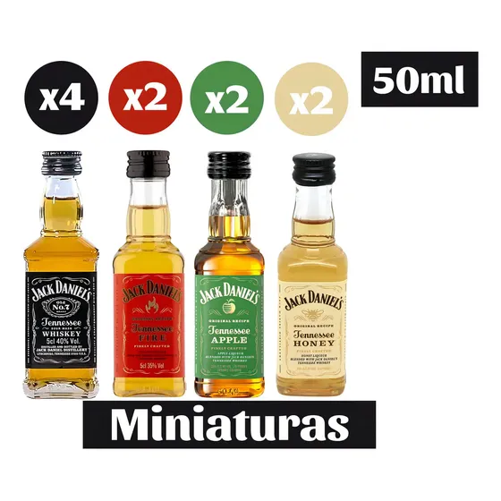 Jack Daniel's 10x whiskey 7 miniatura 50ml coleccionable variedad mix variedades | Cuotas sin interés