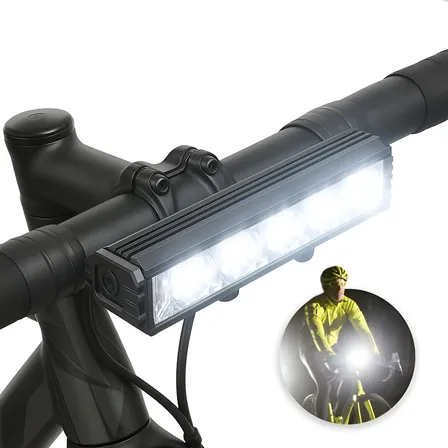 Farol Potente 5 Leds Barra Bicicleta Alumínio Usb Forte Bike Preto