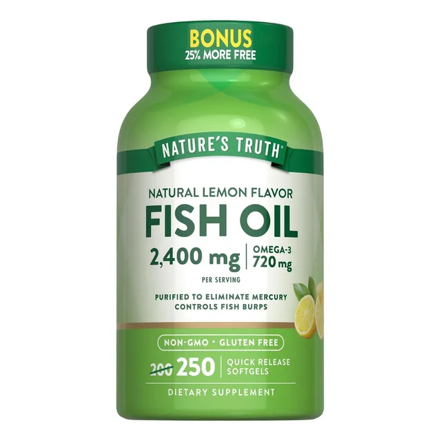 Aceite De Pescado 2400 Mg Nature's Truth 250 Cápsulas Limón
