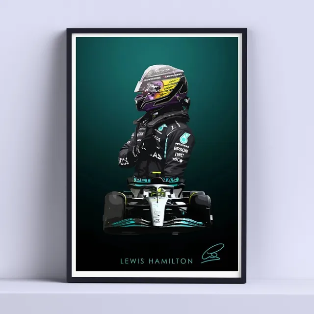 Cuadro Formula 1 Hamilton Poster 30x40cm Con Vidrio