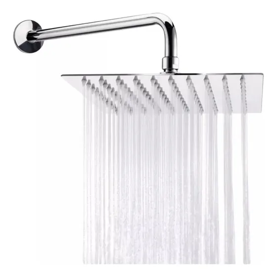 Kit Regadera Cuadrada Tipo Lluvia 30x30+tubo 50cm Acero Inox Acabado Pulido Color Gris