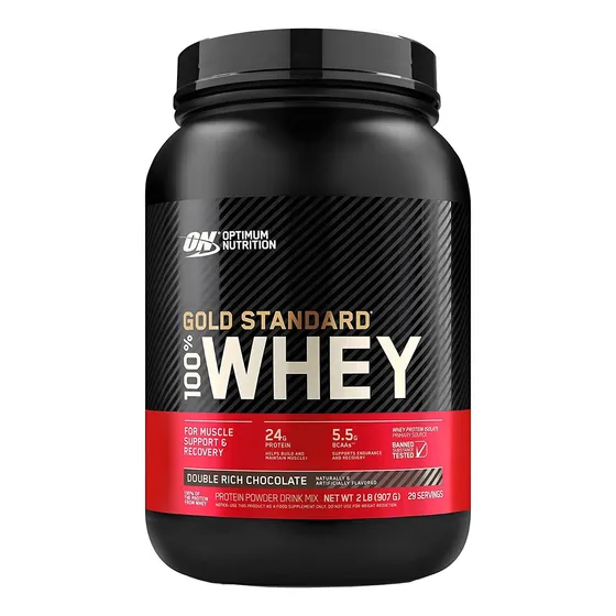 Suplemento en polvo Optimum Nutrition Proteína Gold Standard 100% Whey proteína sabor double rich chocolate en pote de 907g