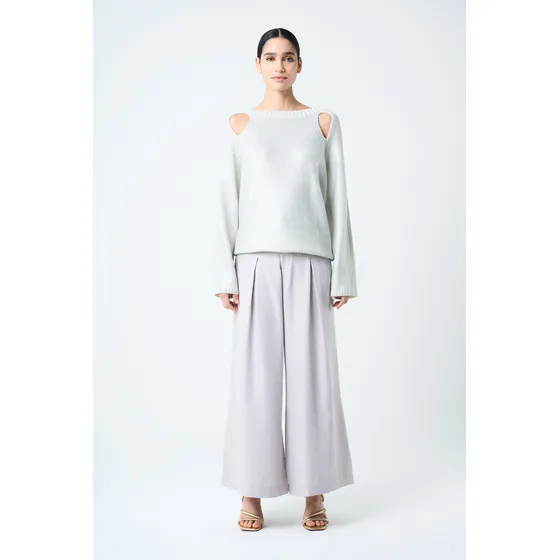 Vélez Pantalón Palazzo Caltha Para Mujer Fit Holgado Gris