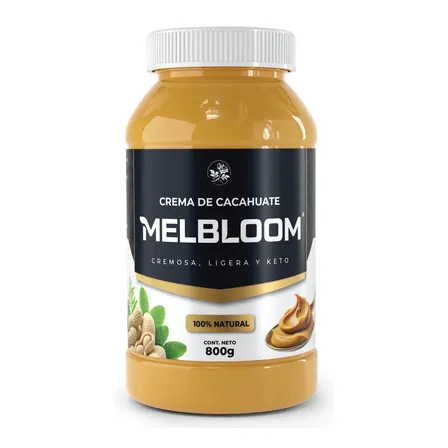 Crema De Cacahuate Natural | 800g | 100% Natural | Sin Azúcar & Sin Gluten | Producto Keto Y Vegano | No Contiene Conservadores Ni Grasas Añadidas | Melbloom