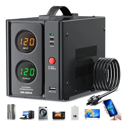 3000va/2000w Regulador De Voltaje Beaowink Con 2 Pantalla Digital Lcd A Color...