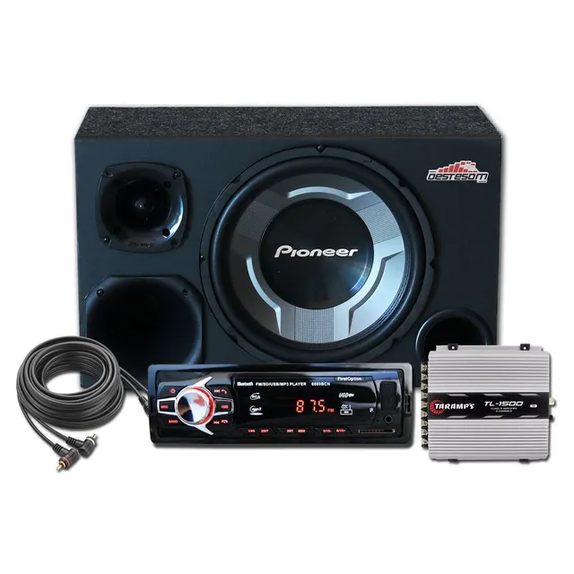Kit Som Automotivo Radio Bluetooth Caixa Fielder Trio