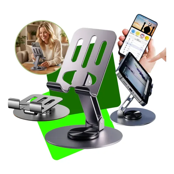 Suporte Apoio De Mesa Celular Tablets Regulagem 360°