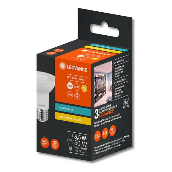 Kit 37 Lampadas Led Par20 5,5w 2700k 525lm Biv E27-osram