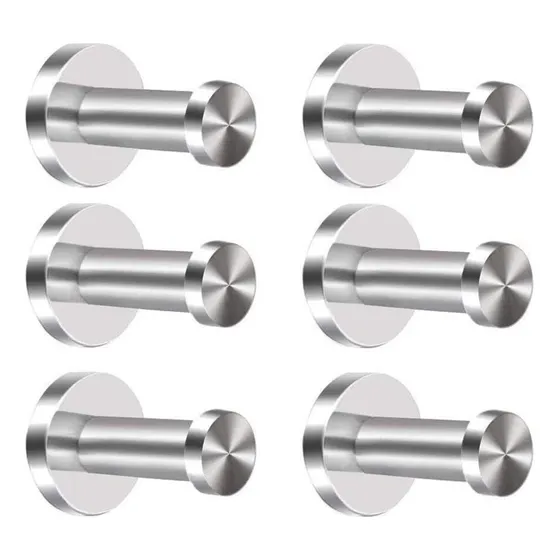 6 Ganchos Pared Acero Inoxidable Para Colgar Ropa Y Toallas
