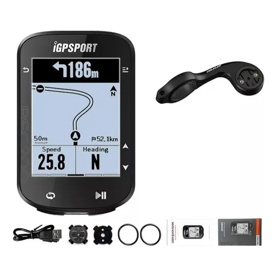 Igpsport BSC200 Ciclocomputador tela LCD de 2.5" Cor preto com suporte Frontal M80
