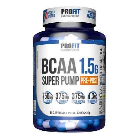 Bcaa Aminoácido 1.5g Super Pump 60caps - Profit Labs Sabor Sem sabor