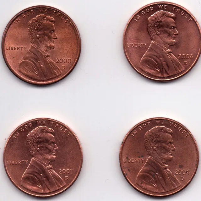 2000 2004 2007 2008 (4) One Cent Penny Escudo 1c Unc Lincoln
