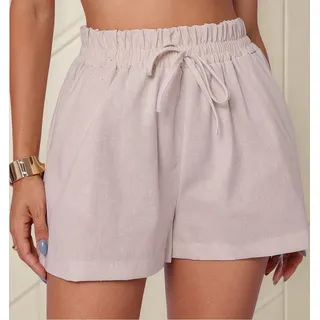Shortinho Feminino Short Em Linho Cintura Alta Bermuda VerĂŁo Shortinho Feminino Short Em Linho Cintura Alta Bermuda VerĂŁo