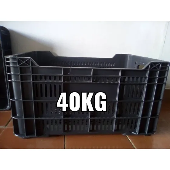 Cesta Plástico Huacal Grande De 40kg Negra 