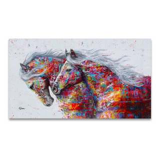 Tela Quadros Decorativos Sala Quarto Cavalos Abstrato 150x80 Tela Quadros Decorativos Sala Quarto Cavalos Abstrato 150x80