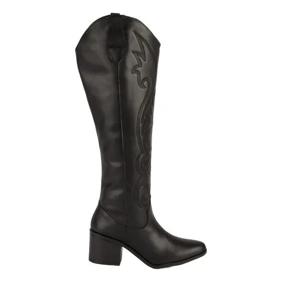Bota Vaquera Color Negro Para Mujer 9850