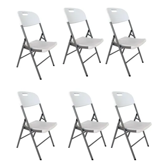 Set 6 Sillas Plegable Comoda Jardin Plastico Fiesta Negro