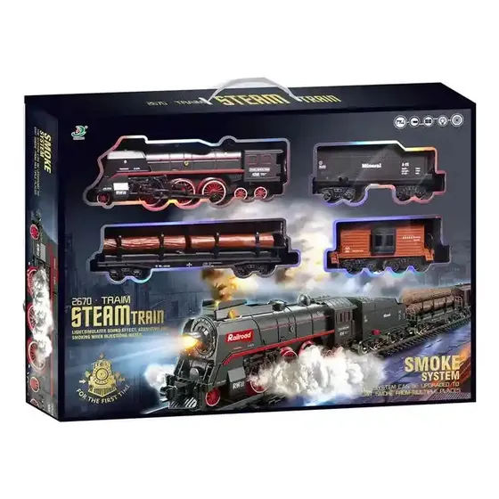 Tren De Cargas Con Humo Y Luz Carga Usb 2.9 Metros