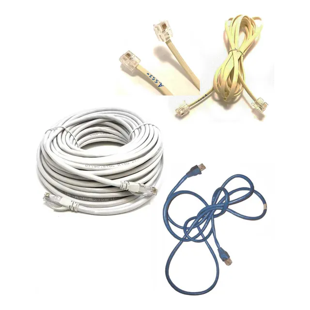 Kit De 3 Cables: De Red Y De Telefono De Alta Calidad