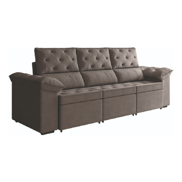 Sofá Retrátil 3 Lugares 2,10m York Suede Marrom Sofá Retrátil 3 Lugares 2,10m York Suede Marrom