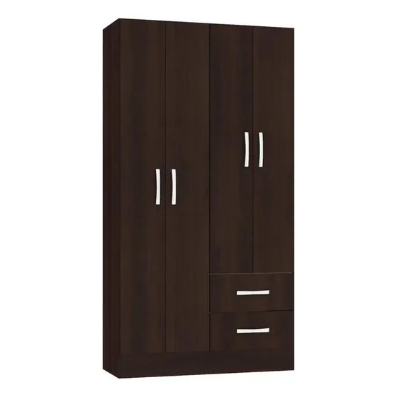 Ropero Senhome 4 Puertas 2 Cajones Mod 8004 Marrón Oscuro