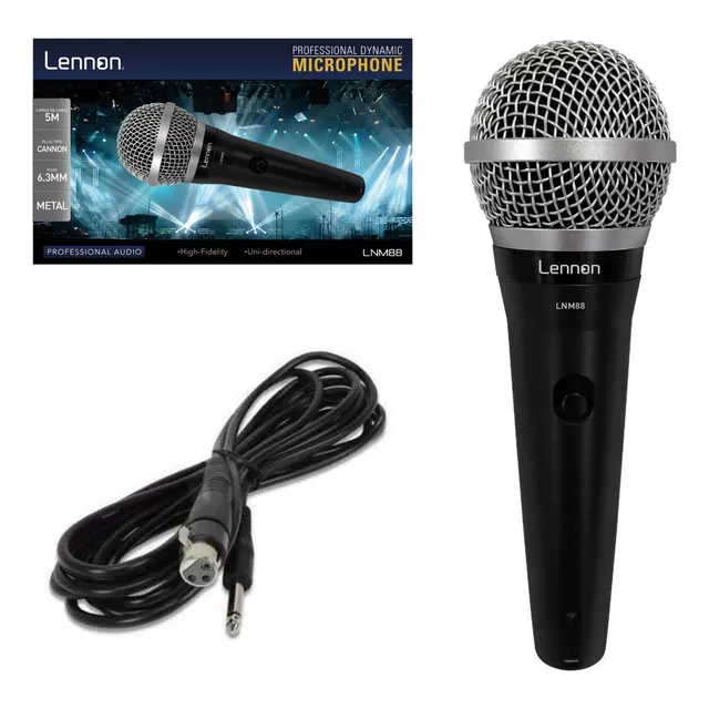 Micrófono Dinámico Lennon Profesional Ln-m88 Cable Color Negro