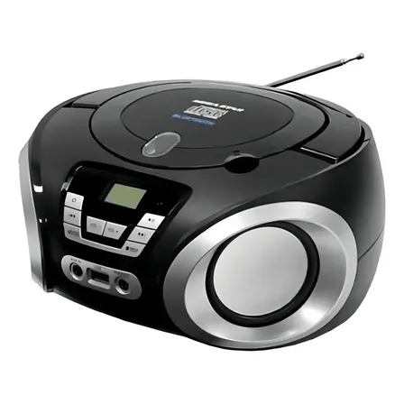 Cd Player Bluethooth Radio Boombox Portatil Usb Fm Digital Cor Preto