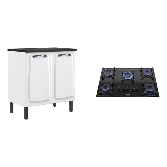 Conjunto Itatiaia Balcão 2 Portas E Cooktop Electra 5 Bocas