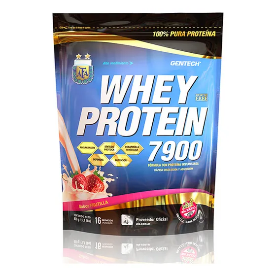 Gentech Whey Protein 7900 Afa 500g Sabor Frutilla