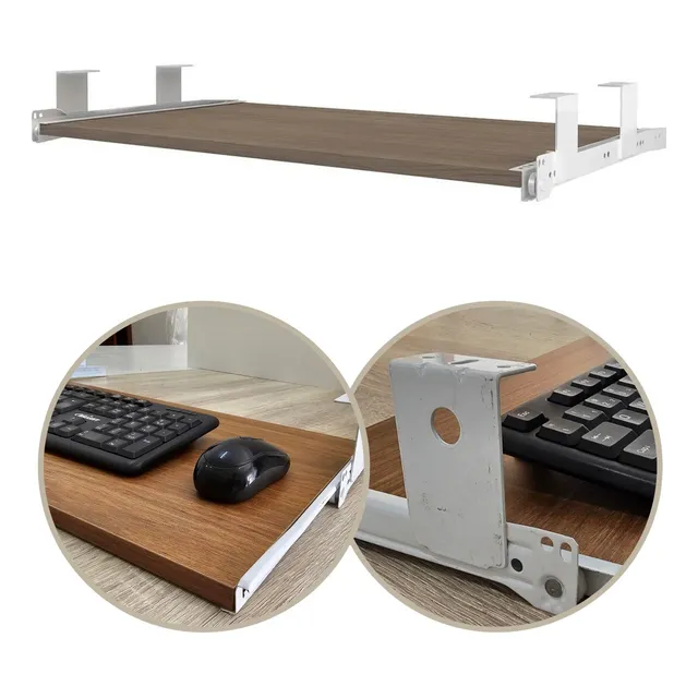 Kit Completo Corrediça Apoio Teclado Prateleira Madeirado