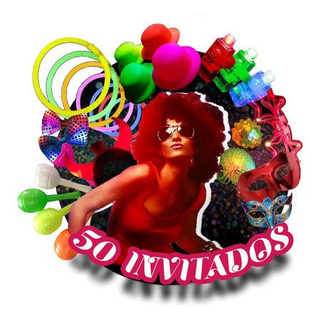 Combo Neon Carioca Fluor 50 Invitados Fiesta Cotillon Combo Neon Carioca Fluor 50 Invitados Fiesta Cotillon