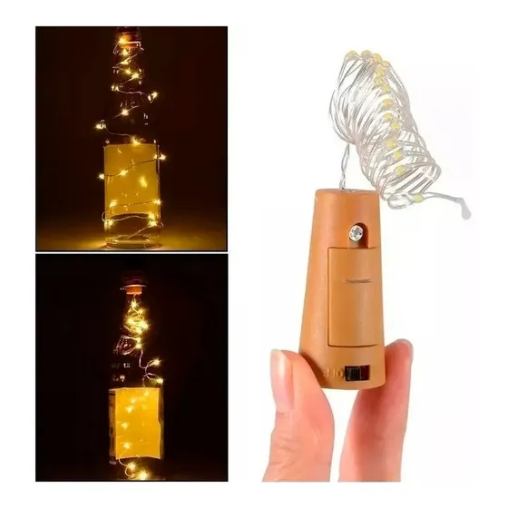 15 Rolha De Led Luz Fio De Fada 2m 20 Led Garrafa + Baterias