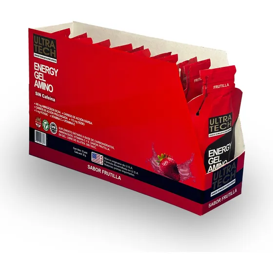 Energy Gel Amino Ultra Tech 32 Gr Energia Bcaa Caja X 12unid Sabor Frutilla