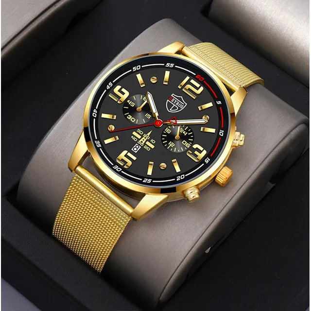 2 Piezas Reloj Deportivo De Negocios Collar Acero Inoxidable