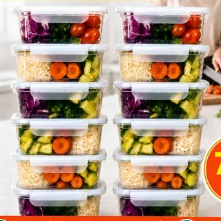 12 Potes com Trava Vasilha Freezer 750ml Reutilizável