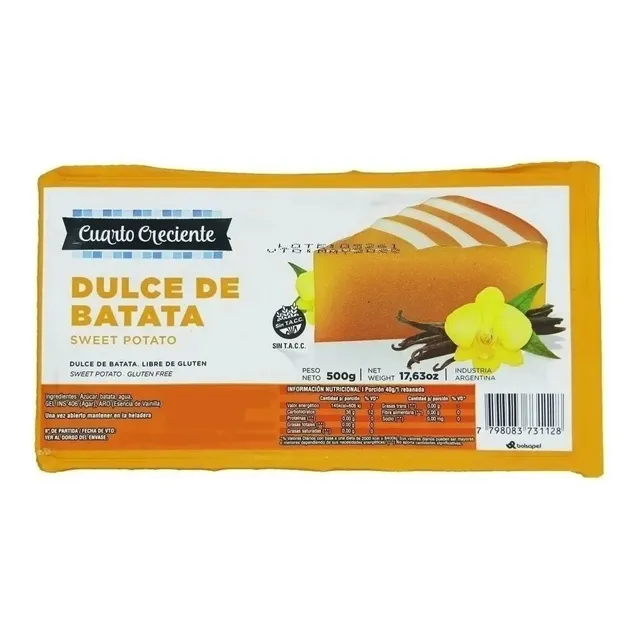 Dulce De Batata Solido Cuarto Creciente 500g X 5 Unidades