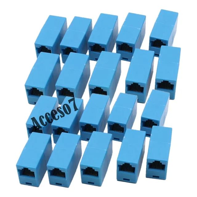 20 Adaptador Cople Jack Hembra Rj45 Extension Unir Cable Red
