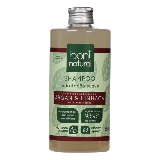 Shampoo Boni Natural Argan E Linhaça 500ml