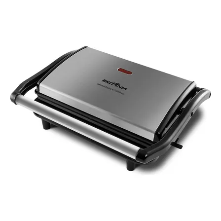 Sanduicheira E Grill Britânia 2 Em 1 Bgr27i De 850w Com Trava Inox Preto/inox 220v