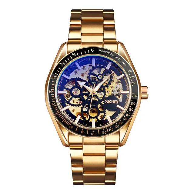 Reloj Skmei 9194 Mecanico Caballeros Dorado Correa Metal