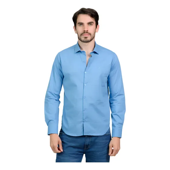 Camisa Hombre Brooksfield Poplin Algodón Lisa Slim Fit 3580b